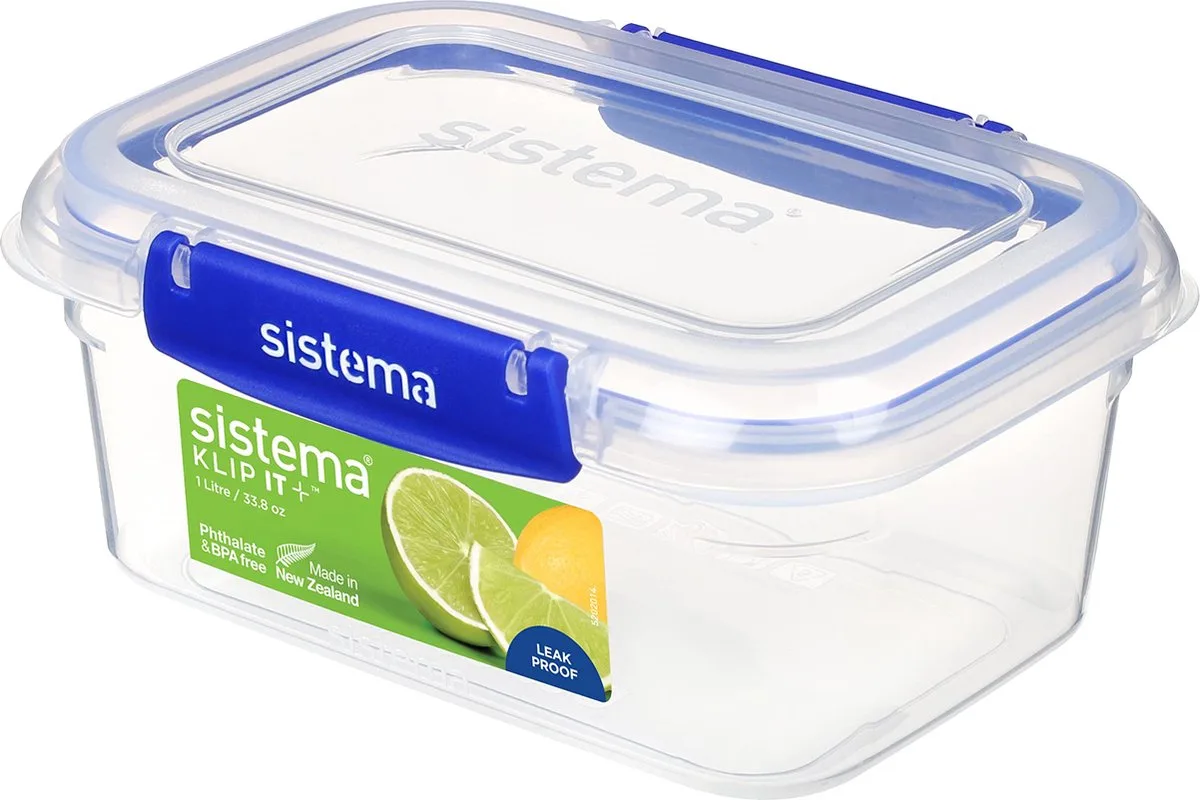 Klip It + - Vershouddoos - Voorraaddoos - Rechthoekig - 1L van Sistema in Blauw – productfoto