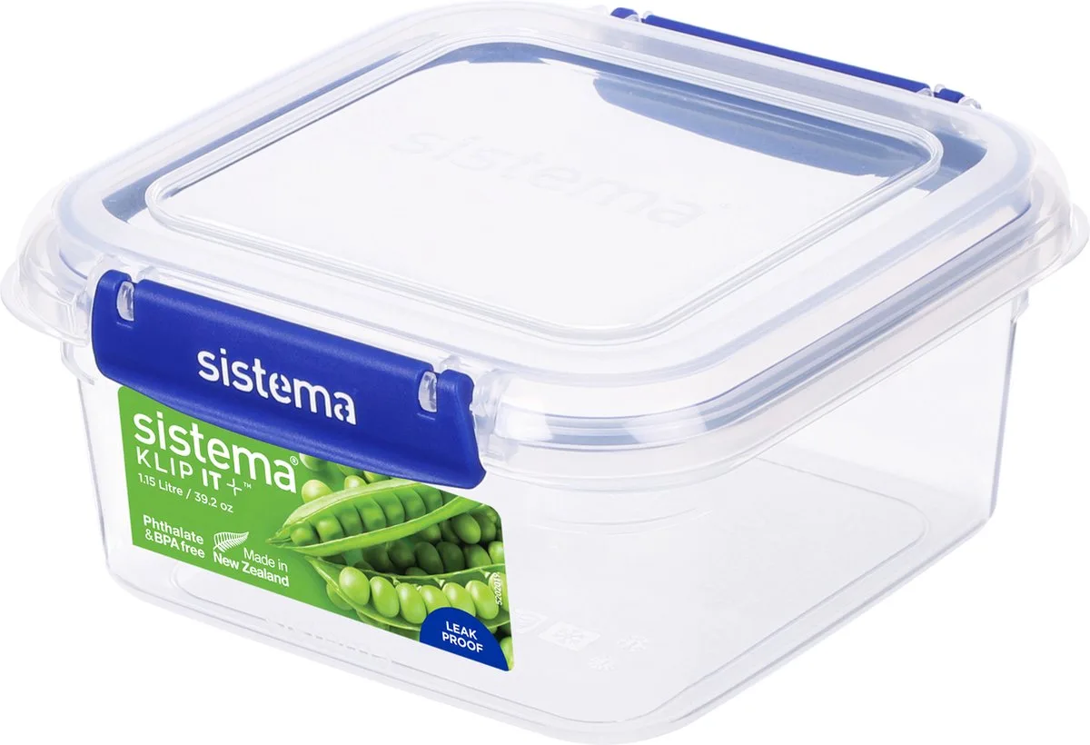 Klip It + - Vershouddoos - Voorraaddoos - Vierkant - 1.15L van Sistema in Blauw – productfoto