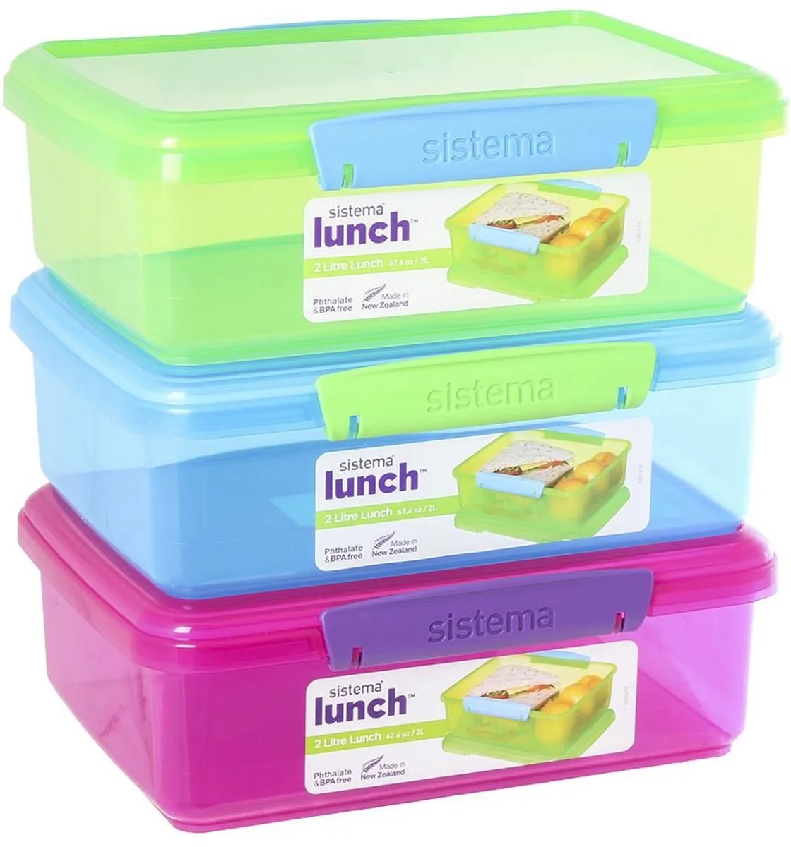 Lunchbox XL 2L - Paars met gekleurde clips von Sistema in Gemengd – Produktfoto