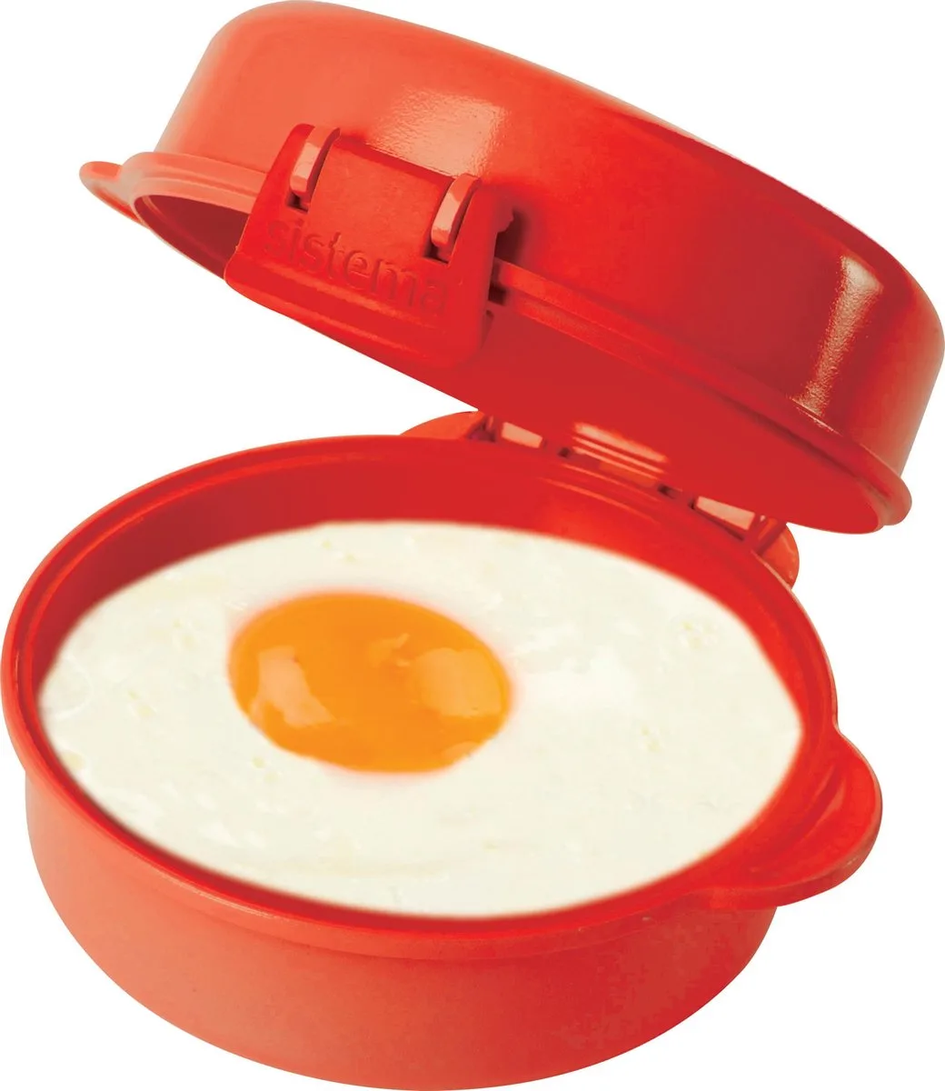 Microwave Easy Eggs - Eierkoker magnetron - Omeletmaker - Met stoomklep - 271ml van Sistema in Rood – productfoto