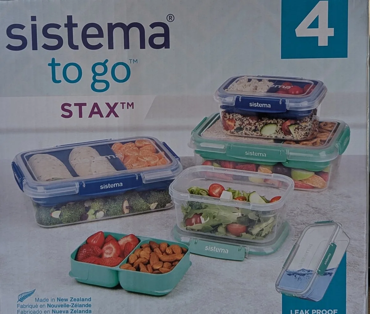 Stax To Go Lunchbox 4 stuks 2x1 - 2x2.2 liter de Sistema en Groen Blauw – photo produit