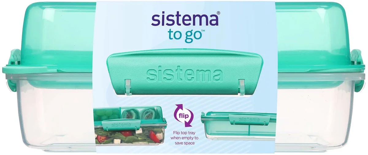 to go - Lunch Stack Lunchbox - Rectangle 1,8 liter - Roze van Sistema in Minty teal – productfoto