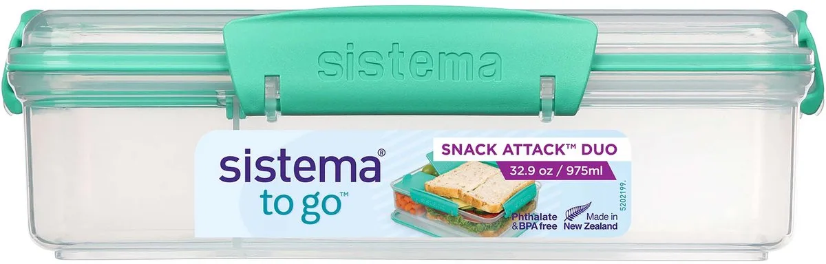 To Go lunchbox Snack Attack Duo 975ml van Sistema in Minty teal – productfoto