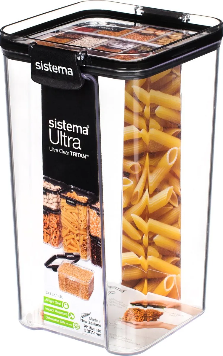 Ultra Vierkante Voorraaddoos - 1.3L van Sistema in Transparant – productfoto