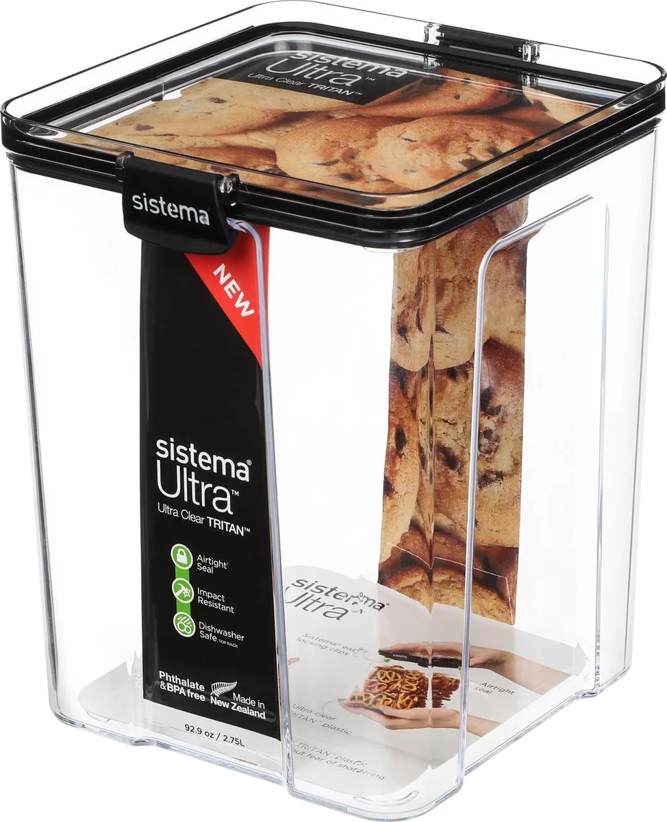 Ultra Vierkante Voorraaddoos - 2.75L van Sistema in Transparant – productfoto