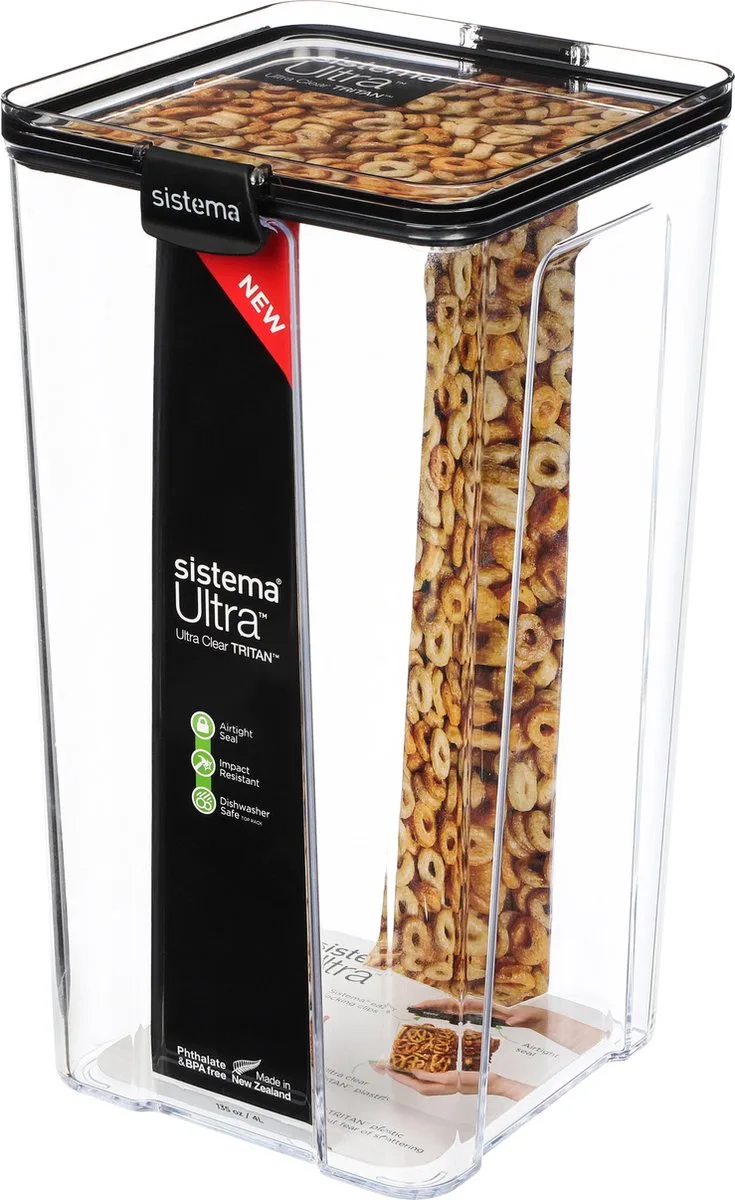 Ultra Vierkante Voorraaddoos - 4L de Sistema en Transparent – photo produit