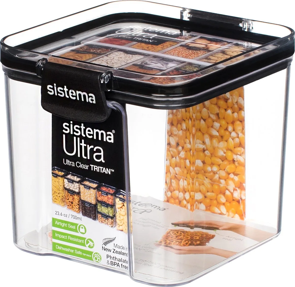 Tritan Ultra Square 700ml fra Sistema i Gennemsigtig – produktbillede