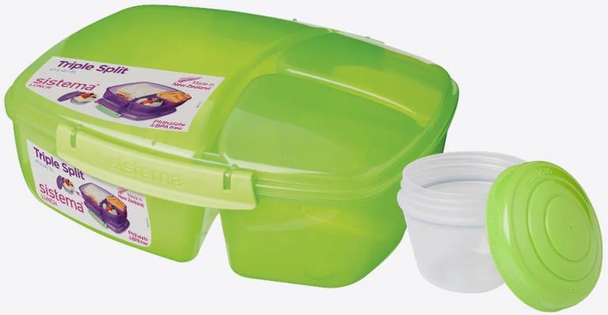 Vibe Lunch lunchbox met 3 compartimenten & yoghurtpotje 2L van Sistema in Roze – productfoto
