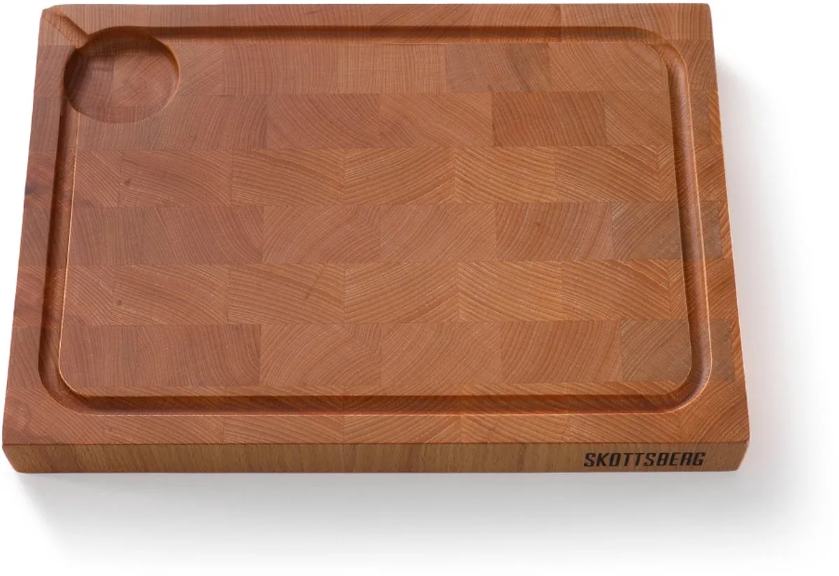 Snijplank met Sapgeul 35 x 25 x 3,5 cm - Wood Works - FSC beukenhout - Dubbelzijdig met handgrepen de Skottsberg en Beige – photo produit
