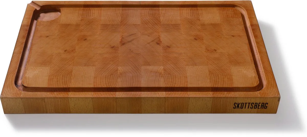 Snijplank met sapgeul - Ingefreesde handgrepen - Wood Works - 48,5 x 30 x 4 cm - Beukenhout de Skottsberg en Marron – photo produit