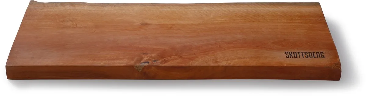 Wood Works - Serveerplank - Ingefreesde handgrepen - 50 x 19 x 3 cm - Longan hout - Borrelplank van Skottsberg in Bruin – productfoto
