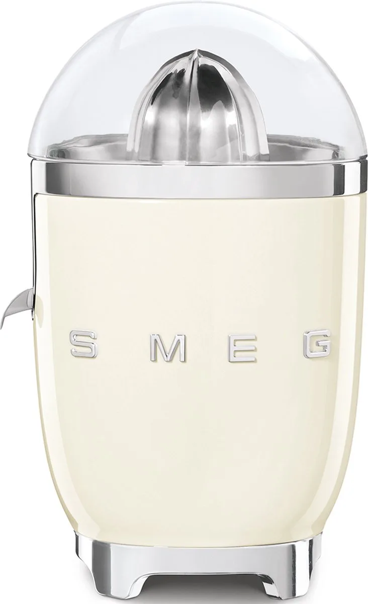 CJF11CREU Citruspers - Elektrische Citruspers - 70W - RVS Filter - Antidruppelsysteem - Automatische Start/Stop - '50s Style de Smeg en Crème – photo produit