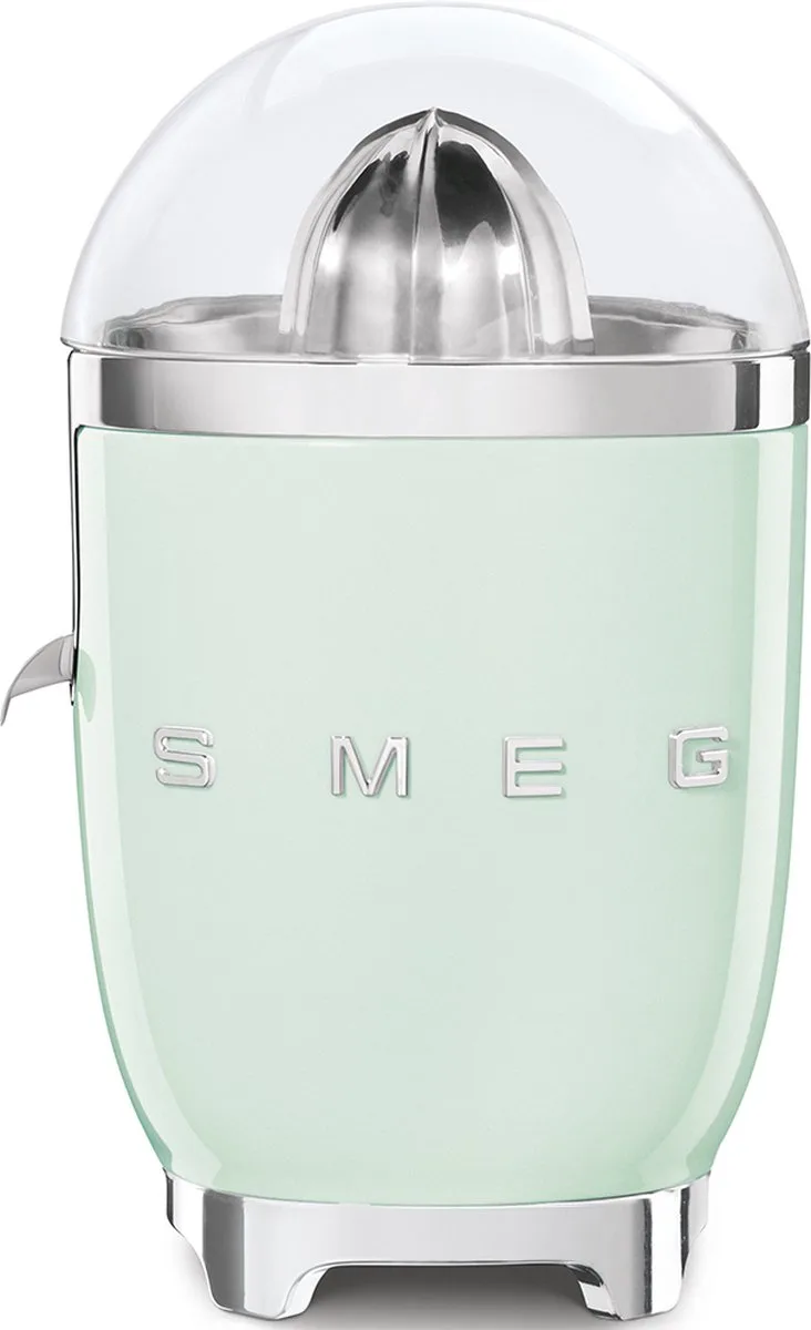CJF11PGEU Citruspers - Elektrische Citruspers - 70W - RVS Filter - Antidruppelsysteem - Automatische Start/Stop - '50s Style de Smeg en Watergroen – photo produit