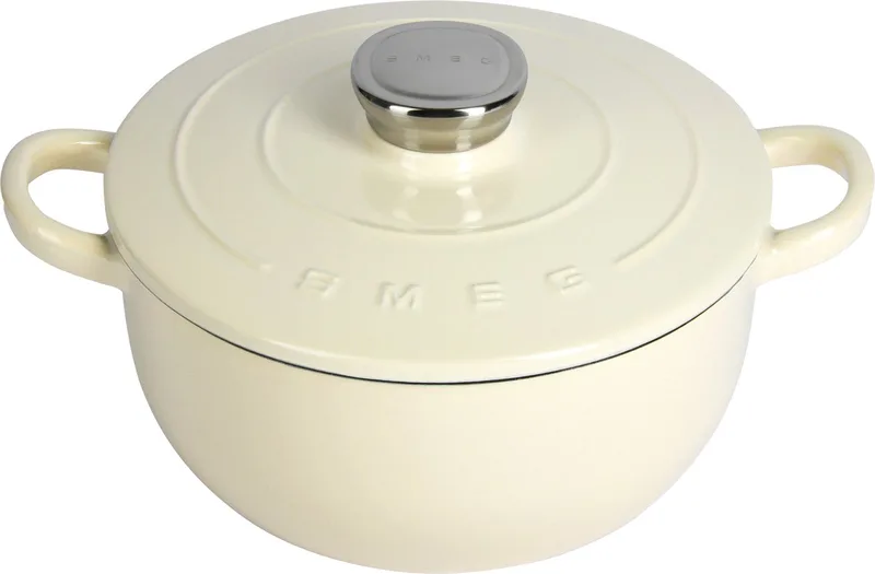 Gietijzeren Braadpan - Crème - 24 cm - 4,2 L - Geschikt voor Inductie de Smeg en Noir – photo produit