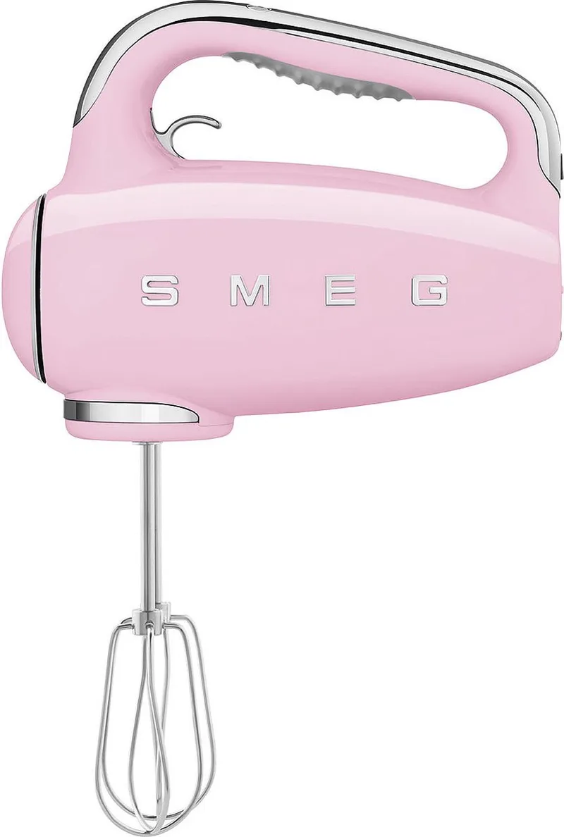 HMF01PKEU Handmixer - 250W - 9 Snelheden - Turbofunctie - LED Display - Inclusief 6 RVS Gardes & Deeghaken - '50s Style fra Smeg i Lyserød – produktbillede