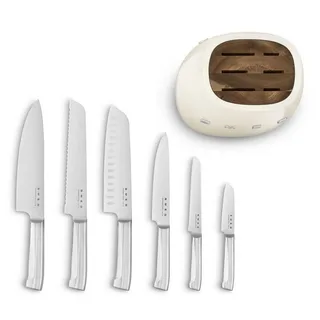 KBSF02CR Messenblok met 6 Messen - Messenset - Duits Roestvrij Staal - Acaciahout - Ergonomische Handgrepen - '50s Style fra Smeg i Creme – produktbillede 2 af 6