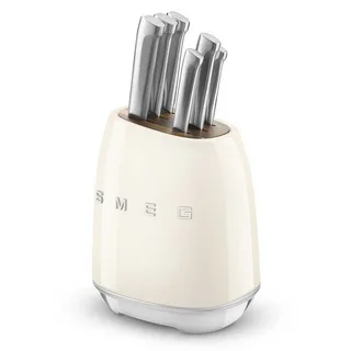 KBSF02CR Messenblok met 6 Messen - Messenset - Duits Roestvrij Staal - Acaciahout - Ergonomische Handgrepen - '50s Style fra Smeg i Creme – produktbillede 4 af 6