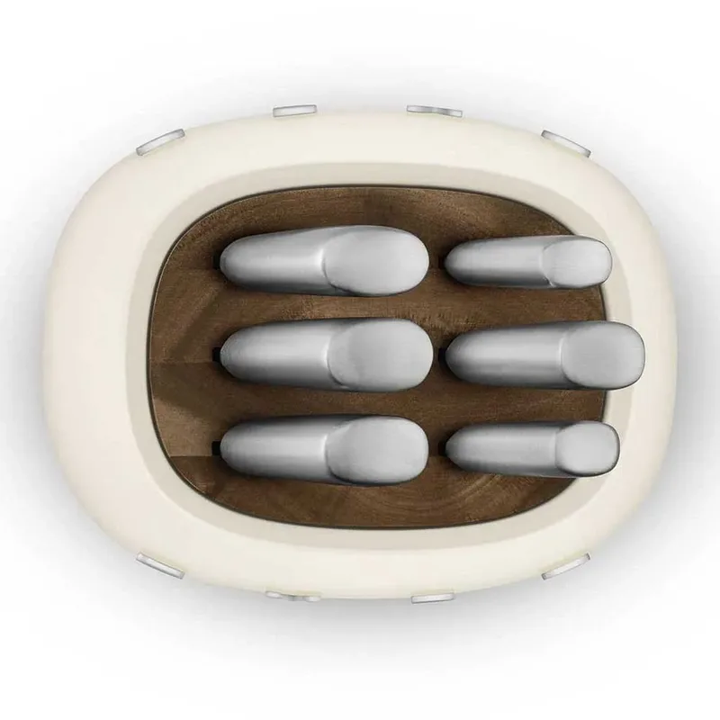 KBSF02CR Messenblok met 6 Messen - Messenset - Duits Roestvrij Staal - Acaciahout - Ergonomische Handgrepen - '50s Style fra Smeg i Creme – produktbillede 6 af 6