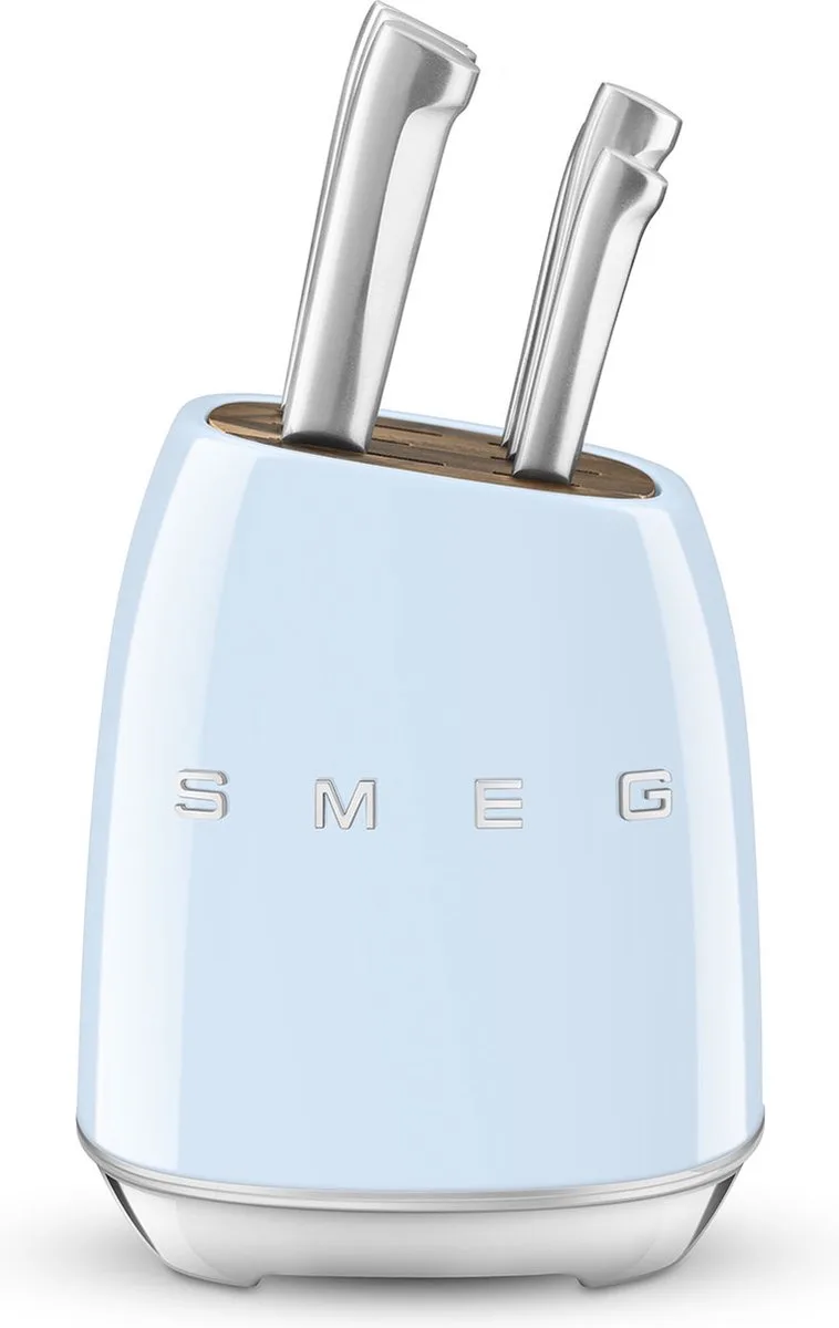KBSF02PB Messenblok met 6 Messen - Messenset - Duits Roestvrij Staal - Acaciahout - Ergonomische Handgrepen - '50s Style fra Smeg i Pastelblauw – produktbillede 1 af 6