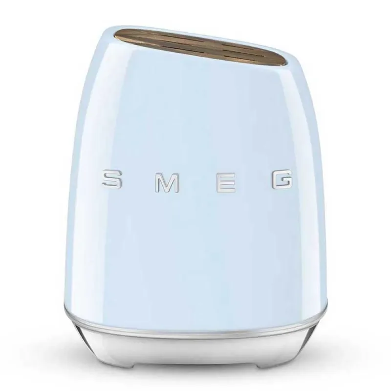 KBSF02PB Messenblok met 6 Messen - Messenset - Duits Roestvrij Staal - Acaciahout - Ergonomische Handgrepen - '50s Style fra Smeg i Pastelblauw – produktbillede 5 af 6