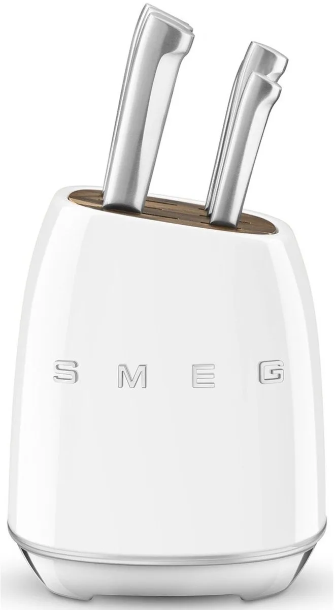 Messerblock 50's Style mit 6 Messern von Smeg in Weiß – Produktfoto 1 von 5