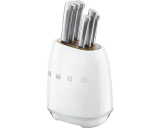 Messerblock 50's Style mit 6 Messern von Smeg in Weiß – Produktfoto 2 von 5