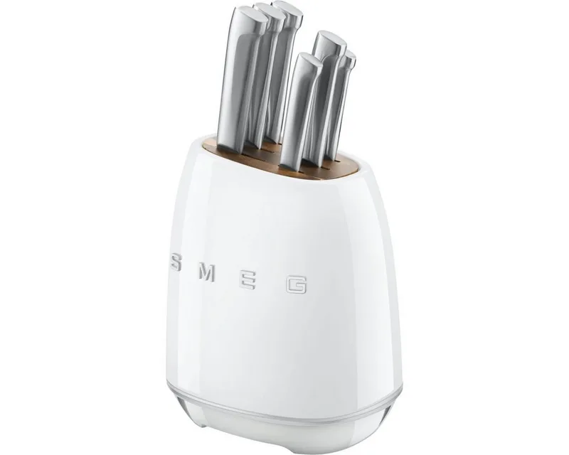 Messerblock 50's Style mit 6 Messern von Smeg in Weiß – Produktfoto 2 von 5