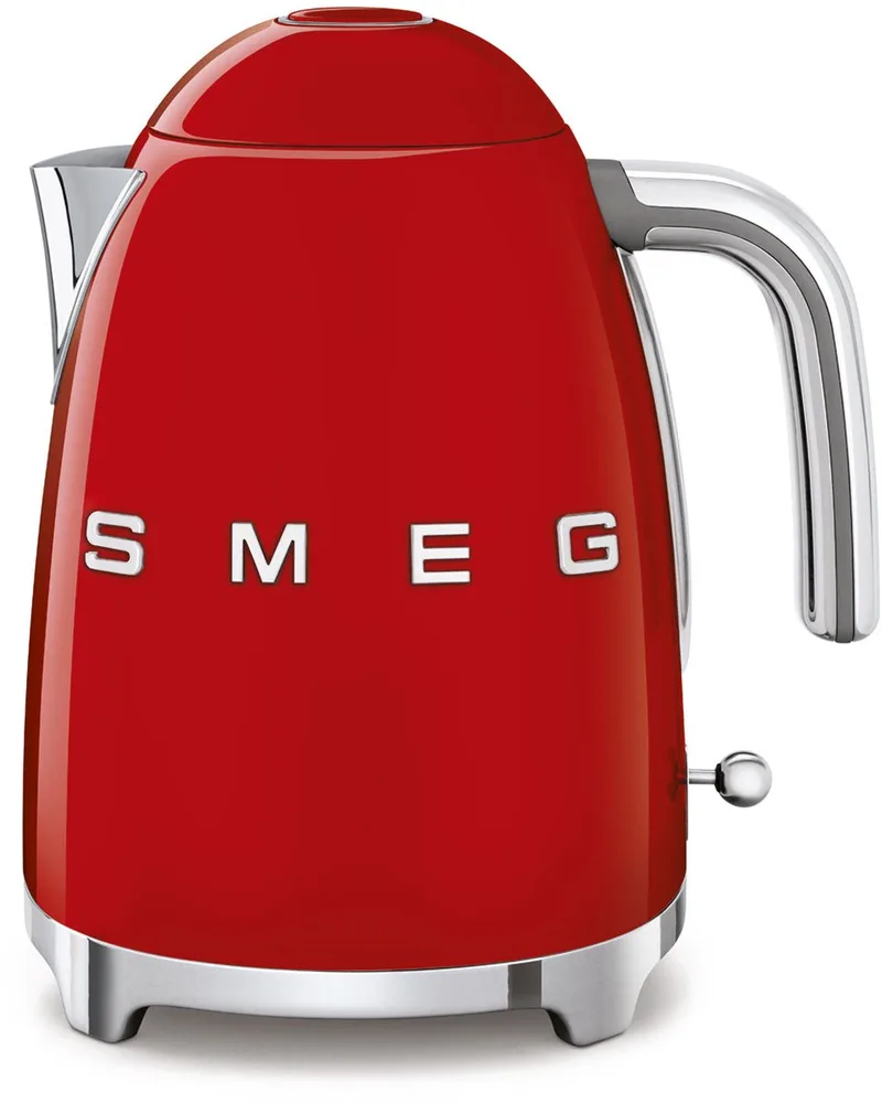 KLF03RDEU Waterkoker - 1,7 Liter - 2400W - RVS Kalkfilter - 360° Draaivoet - Soft Opening - Automatische Uitschakeling - '50s Style by Smeg in Red – product photo