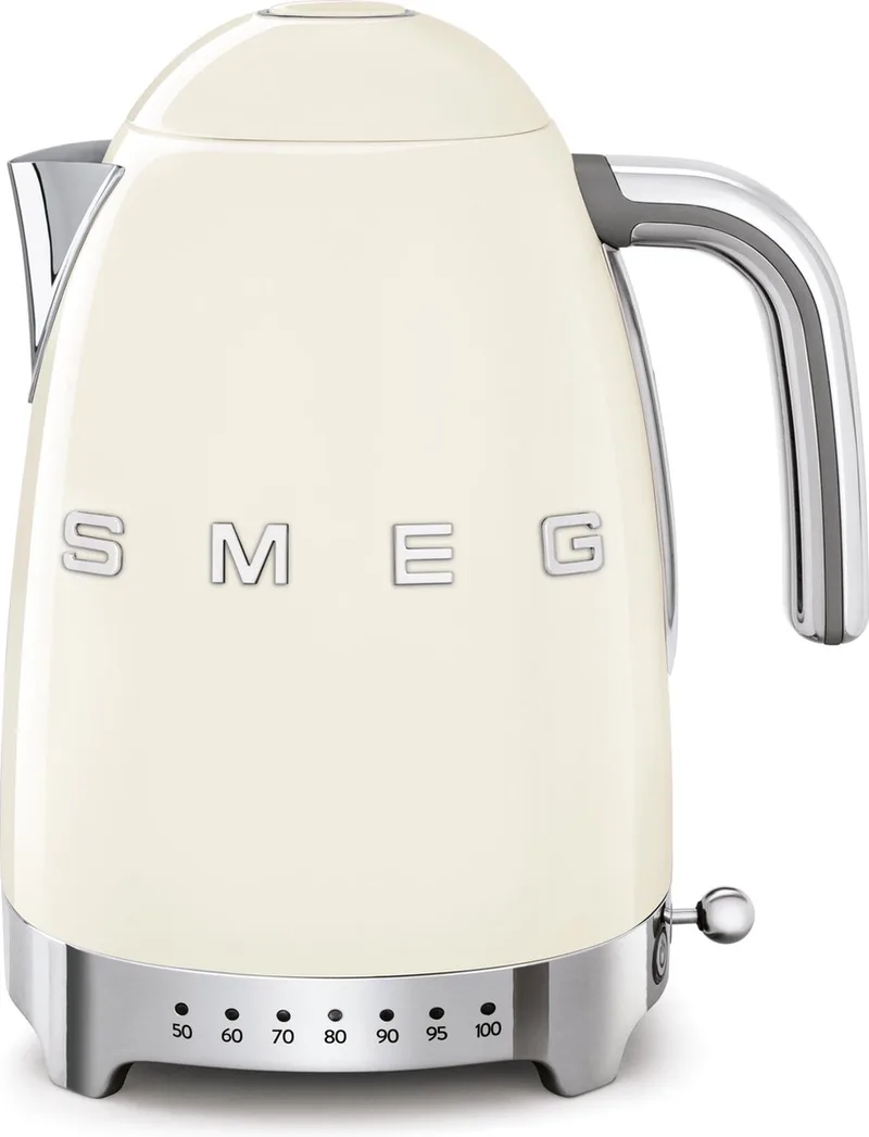 KLF04CREU Waterkoker met Variabele Temperatuur - 1,7 Liter - 2400W - 7 Temperatuurstanden - Warmhoudfunctie - RVS - '50s Style från Smeg i Kräm – produktbild