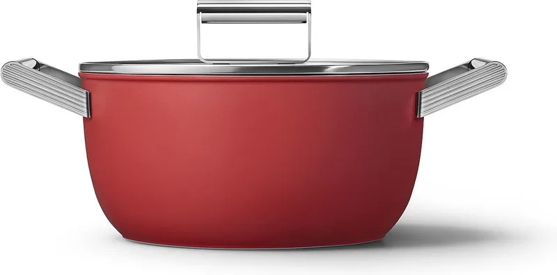Kookpan met deksel Mat - ø 24 cm / 4.6 Liter by Smeg in Red – product photo