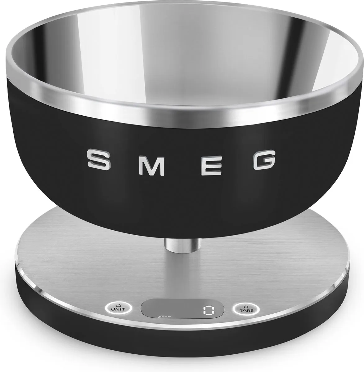 KSC01BLMWW Digitale Keukenweegschaal - 5 kg - RVS Kom 1,8L - USB-C Oplaadbaar - Tarrafunctie - LCD Display - Collezione van Smeg in Mat Zwart – productfoto