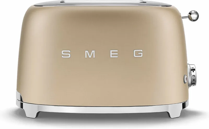 TSF01CHMEU Broodrooster - 2 Sleuven - 950W - 6 Bruiningsstanden - Ontdooifunctie & Opwarmfunctie - '50s style von Smeg in Mat Champagne – Produktfoto