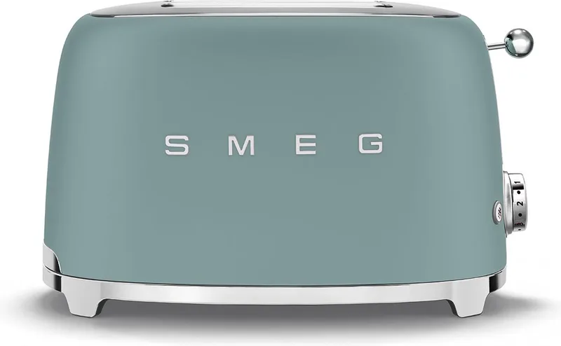 TSF01EGMEU Broodrooster - 2 Sleuven - 950W - 6 Bruiningsstanden - Ontdooifunctie & Opwarmfunctie - '50s style de Smeg en Mat Emerald Green – photo produit