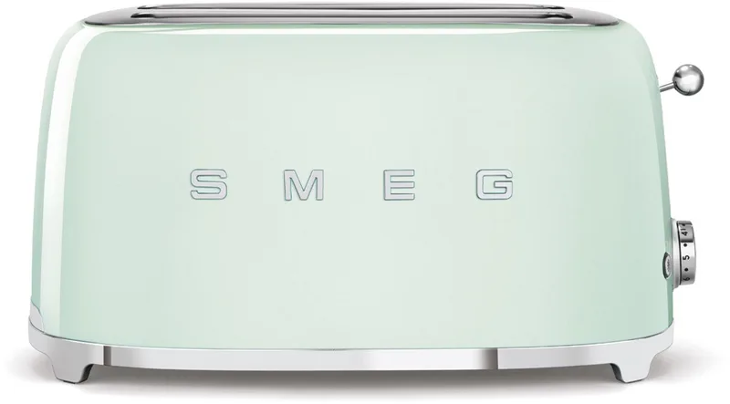 TSF02PGEU Broodrooster - 4 Sneden - 2 Lange Sleuven - 1500W - 6 Bruiningsstanden - Ontdooifunctie, Opwarmfunctie & Bagelfunctie - '50s Style van Smeg in Watergroen – productfoto