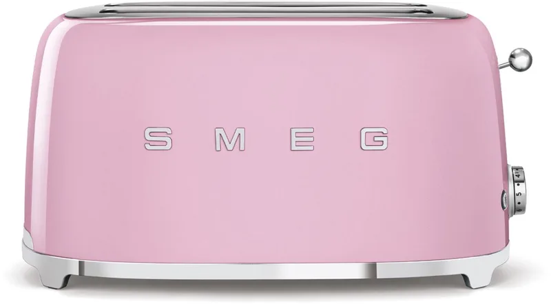 TSF02PKEU Broodrooster - 4 Sneden - 2 Lange Sleuven - 1500W - 6 Bruiningsstanden - Ontdooifunctie, Opwarmfunctie & Bagelfunctie - '50s Style de Smeg en Rose – photo produit