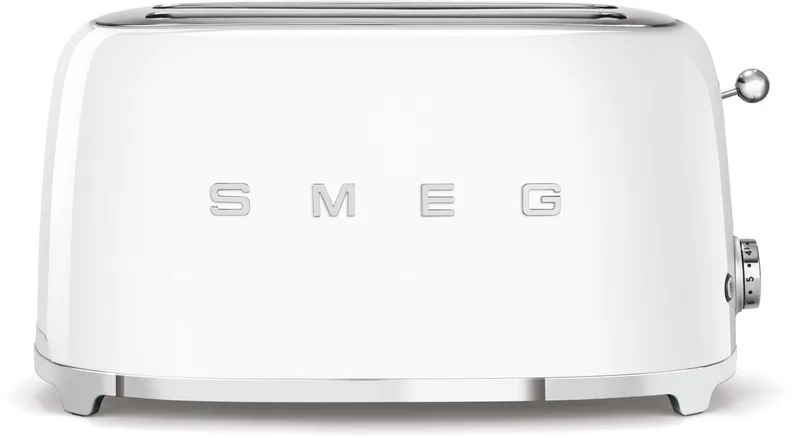 TSF02WHEU Broodrooster - 4 Sneden - 2 Lange Sleuven - 1500W - 6 Bruiningsstanden - Ontdooifunctie, Opwarmfunctie & Bagelfunctie - '50s Style by Smeg in White – product photo