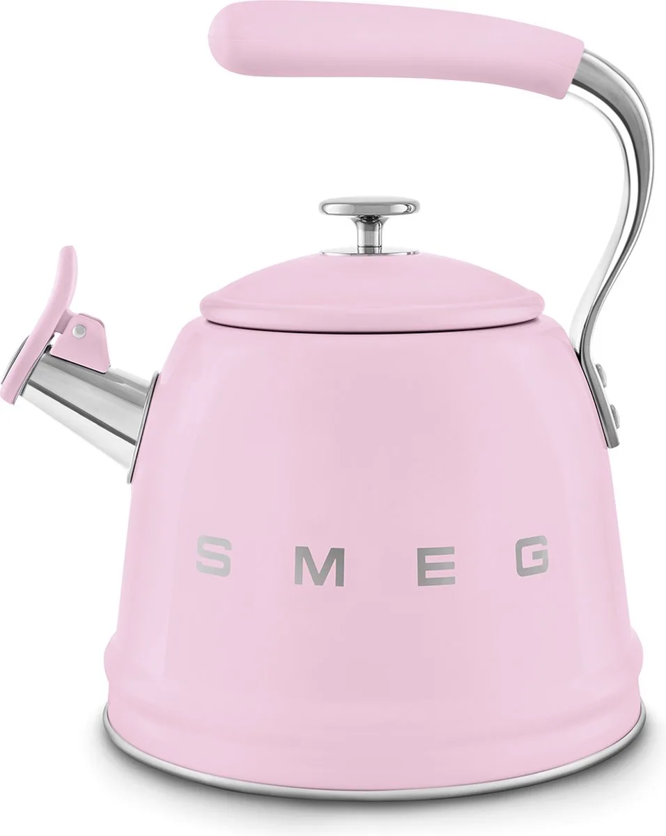 WKF01PK Fluitketel - Waterketel voor Inductie - 2,3 Liter - RVS - Geschikt voor Alle Warmtebronnen - 10 Kopjes - '50s Style by Smeg in Pink – product photo
