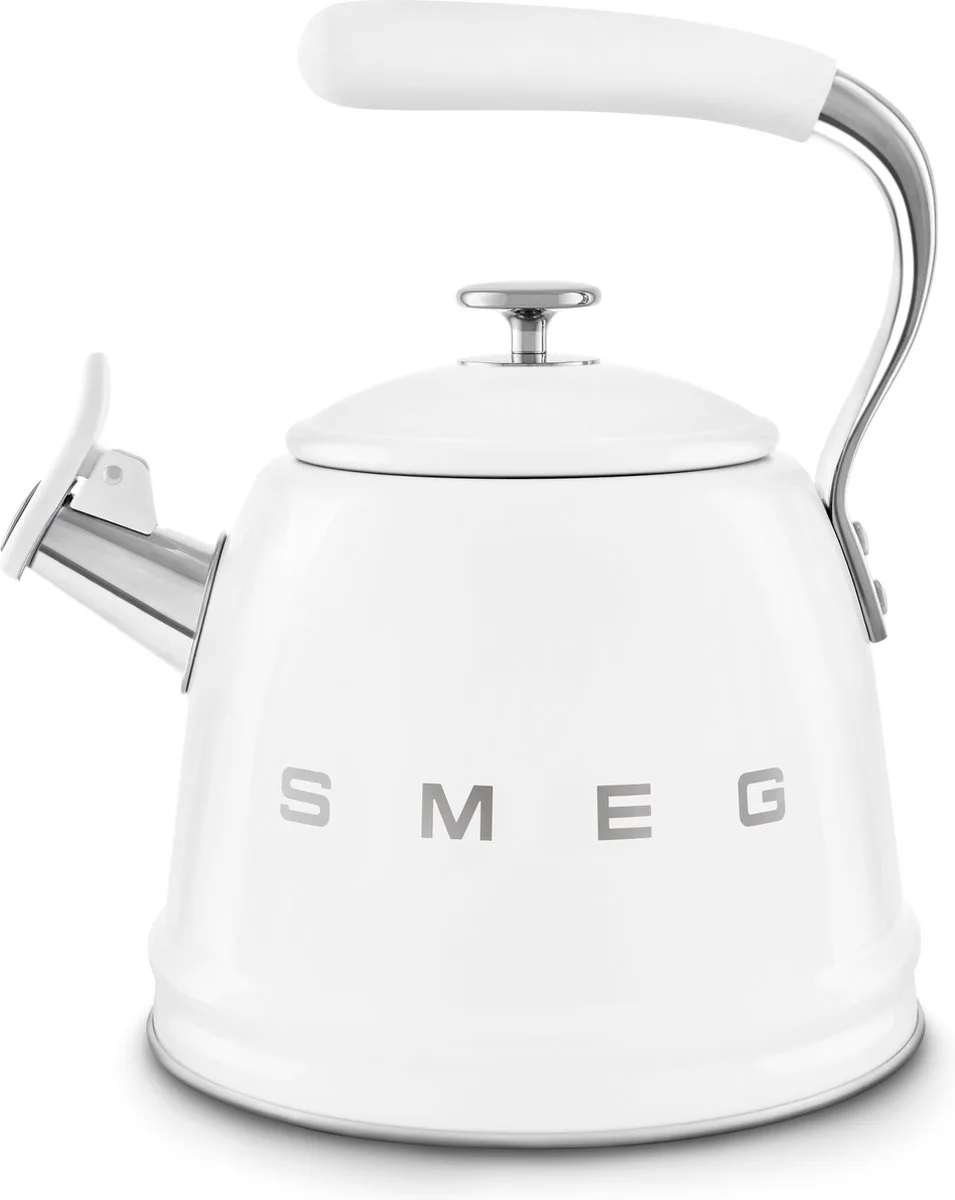 WKF01WH Fluitketel - Waterketel voor Inductie - 2,3 Liter - RVS - Geschikt voor Alle Warmtebronnen - 10 Kopjes - '50s Style från Smeg i Vit – produktbild
