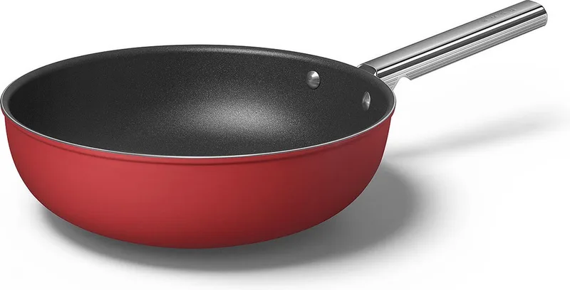 Wokpan Mat - ø 30 cm / 5.2 Liter - Standaard anti-aanbaklaag von Smeg in Rot – Produktfoto