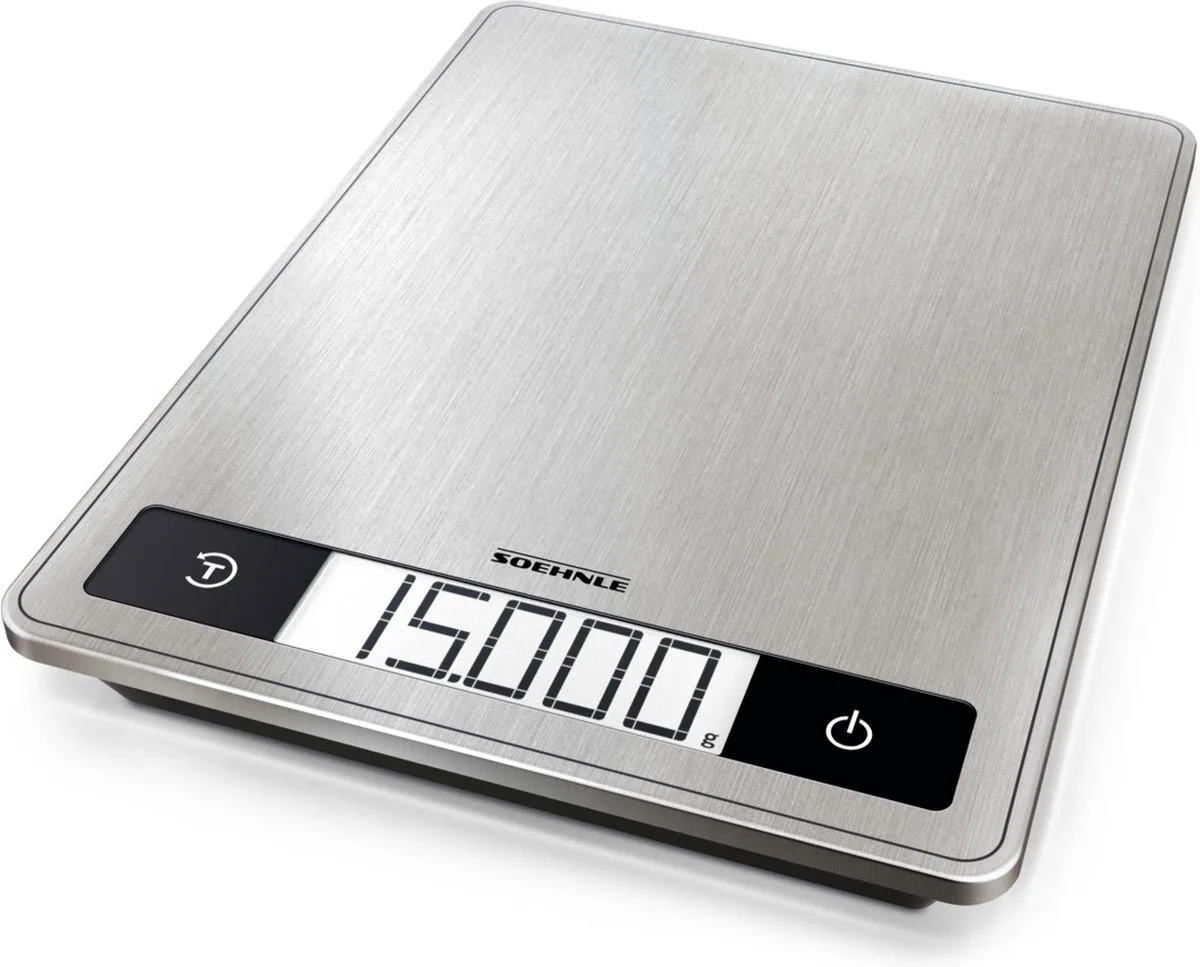 keukenweegschaal Page Profi 200 - digitaal - 1 gram nauwkeurig - tot 15 kg - RVS van Soehnle in Zilver – productfoto