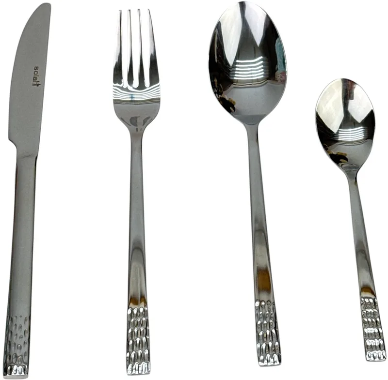 Bestek Set Montana - 24 Delig Bestekset 6 Persoons - Modern - Vaatwasser bestendig - Zilverwit Premium Edelstaal 18/10 RVS van Sola in Zilver – productfoto