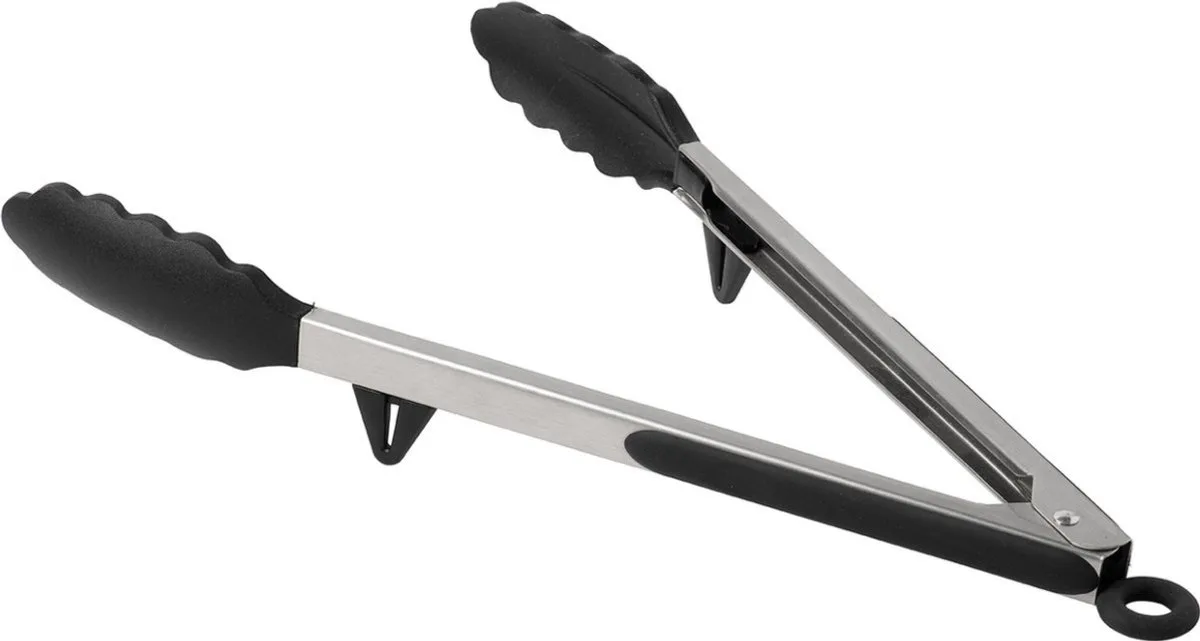 Keukentang – 35 cm – RVS met siliconen – Vleestang / Grilltang / BBQ-Serveertang – Hittebestendig & vaatwasserbestendig de Sola en Argent – photo produit