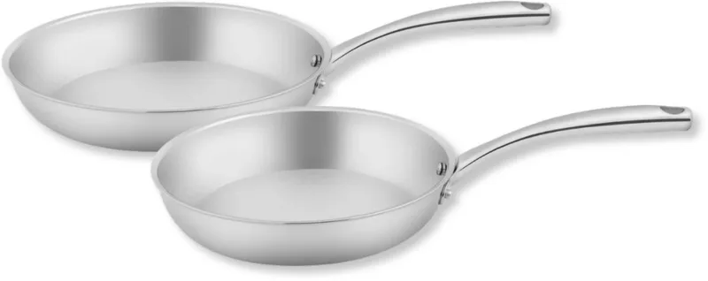 Koekenpannenset Green Cooking+ Triply RVS 2-Delig - ø 24 en 28 cm - geschikt voor alle warmtebronnen - zonder anti-aanbaklaag by Sola in Silver – product photo