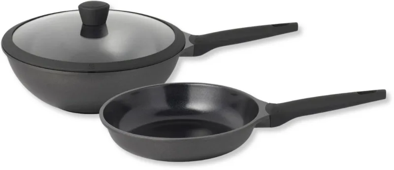 Pannenset Ceramic Deluxe - Koekenpan ø 28 cm en Sola Wokpan ø 30 cm - keramische anti-aanbaklaag de Sola en Noir – photo produit