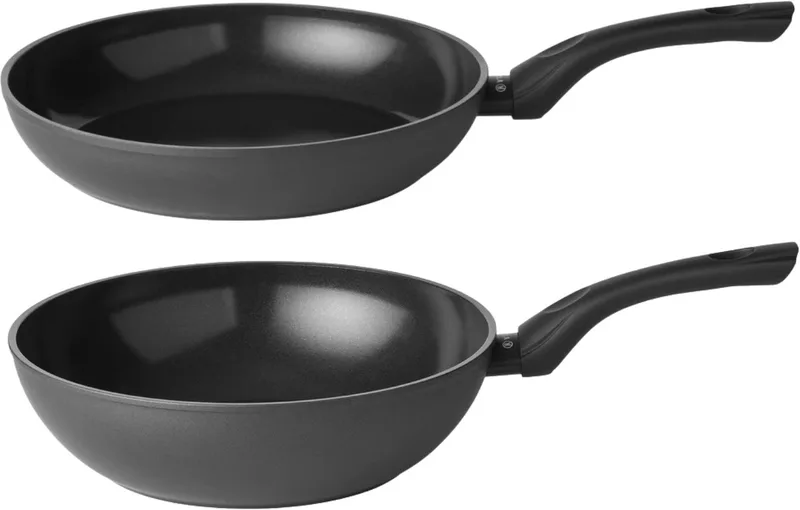 Pannenset Stonehenge 2-Delig - Koekenpan ø 28 cm en Wokpan ø 28 cm - keramische anti-aanbaklaag från Sola i Svart – produktbild