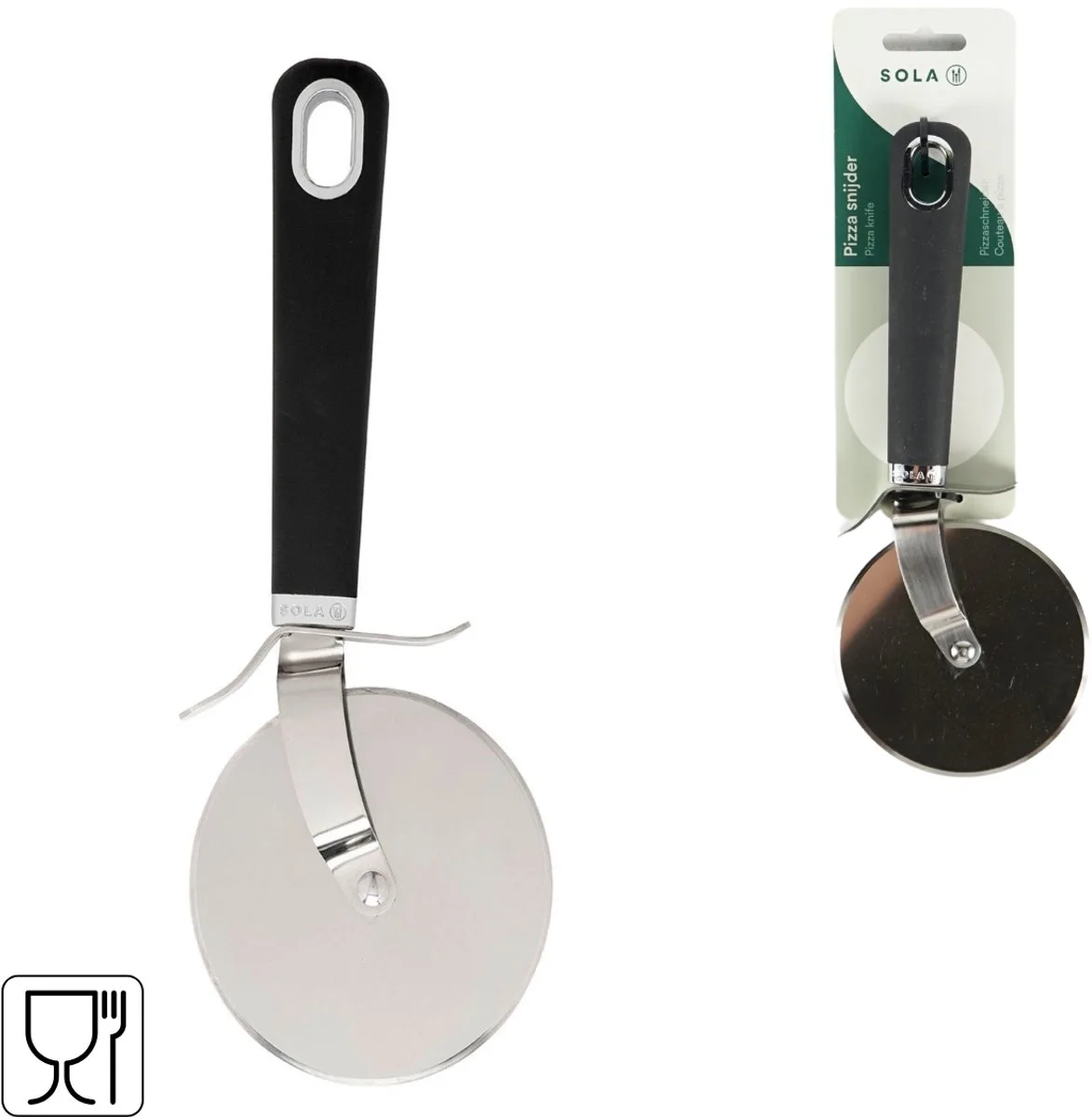 Pizzasnijder - Duimberschermer - Roestvrij Staal - Comfort - 9cm - Zwart fra Sola i Sølv, Sort – produktbillede