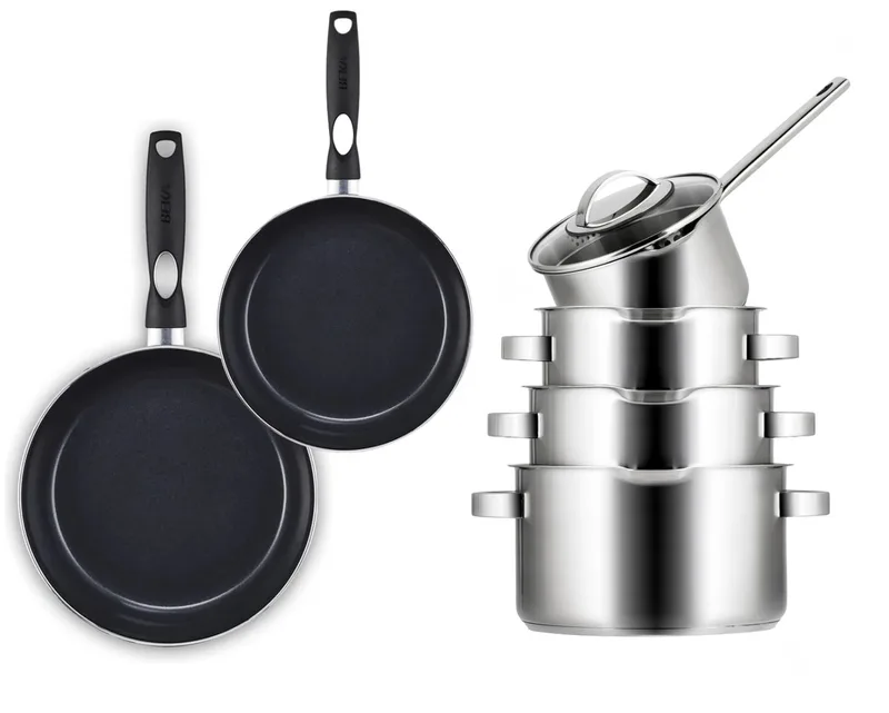 Sola 4 Delig Pannenset Pearl Deluxe + Beka Koekenpannenset Pro 24, 28 cm von Sola in Silber – Produktfoto