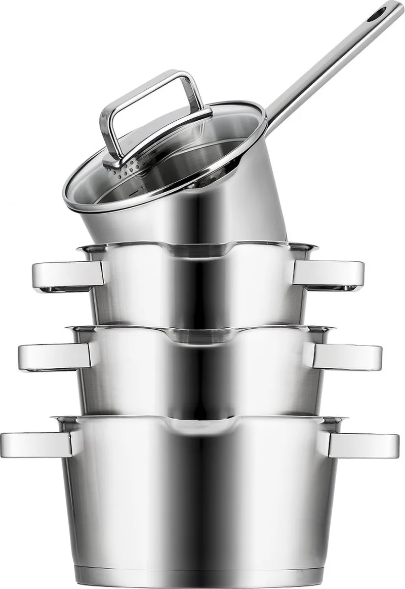Sola 4 delige pannenset Diamond - 4-delig - Premium rvs - Voor elke warmtebron - PFAS vrij by Sola in Silver – product photo
