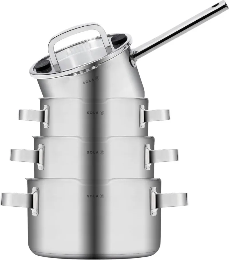 Sola 4 delige pannenset Juvia - 4-delig - Premium rvs - Voor elke warmtebron - PFAS vrij by Sola in Silver – product photo