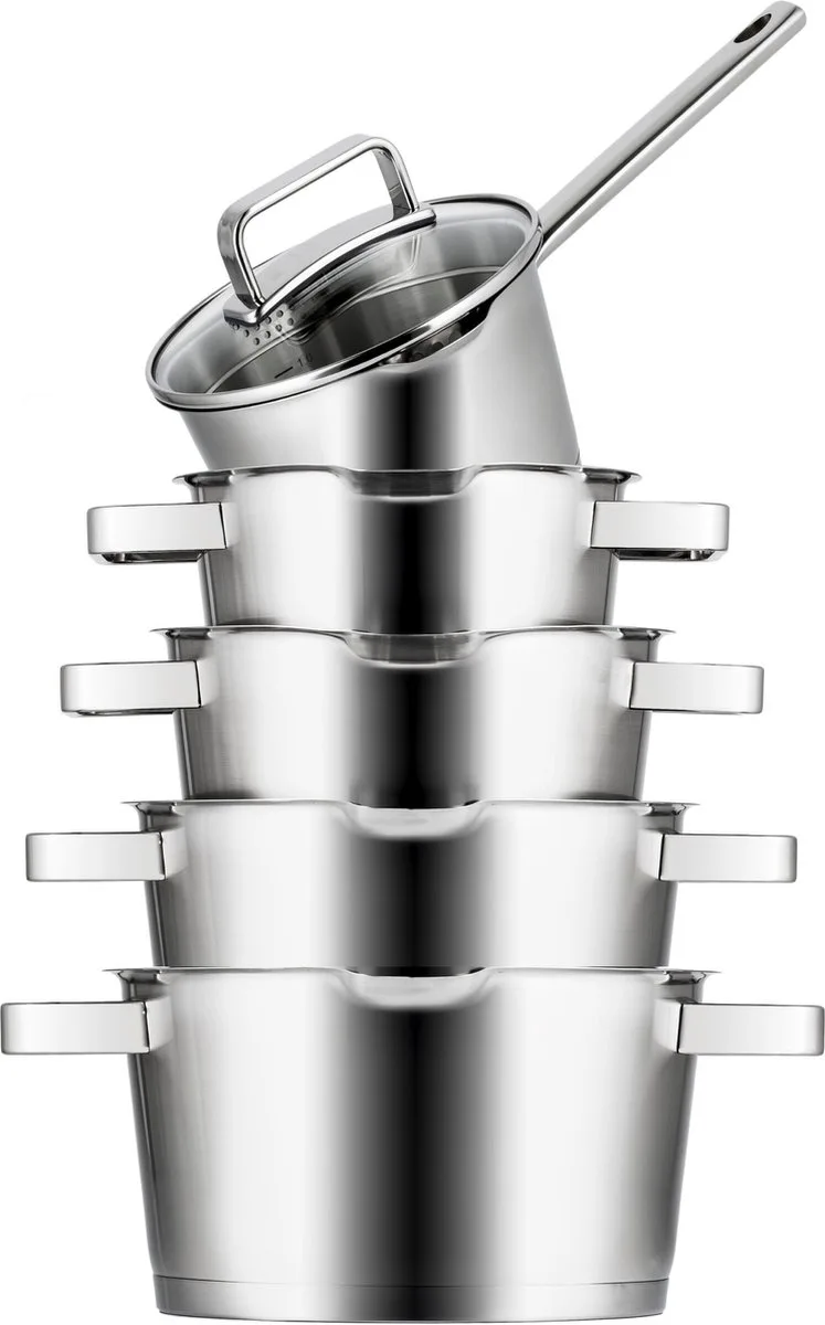 Sola 5 delige pannenset Diamond - 5-delig - Premium rvs - Voor elke warmtebron - PFAS vrij by Sola in Silver – product photo